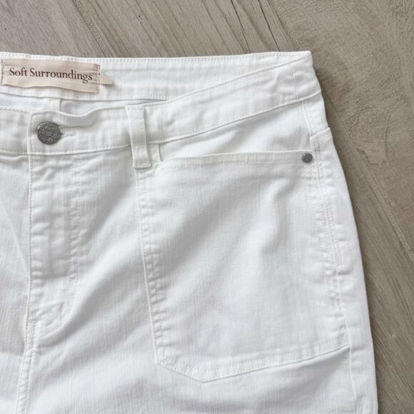 Soft Surroundings Cropped Wide Leg Jeans Stretch Patch Pockets White Size 18W - Picture 7 of 11